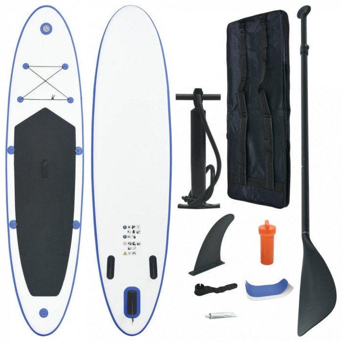 Set de placa SUP gonflabila, albastru si alb GartenMobel Dekor