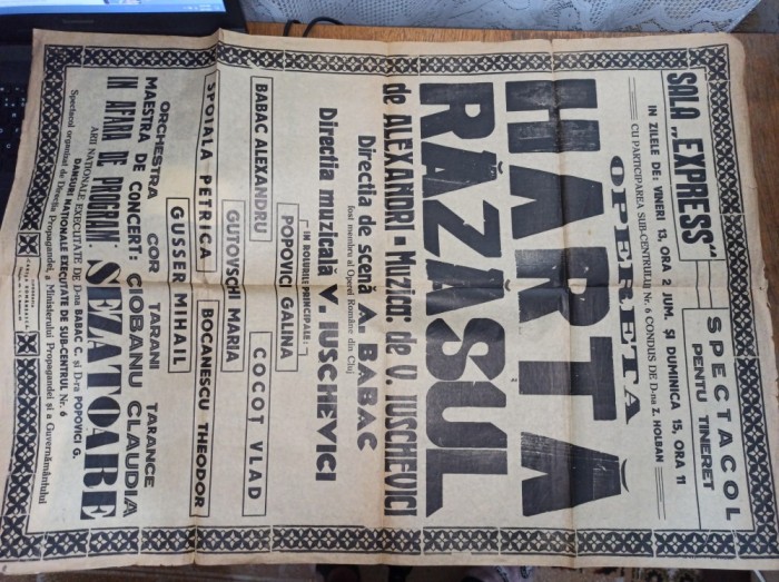 AFIS PERIOADA INTERBELICA, CCA 1925, OPERETA &#039;&#039;HARTA RAZASUL&#039;&#039;