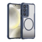 Husa de protectie Samsung S25, insertii carbon, MagSafe, antisoc, Albastru, Oem