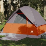 vidaXL Cort de camping pentru 4 persoane, gri/portocaliu, impermeabil