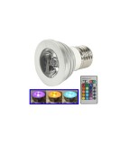 Bec LED RGB E27 3W cu Telecomanda IR, 16 Culori, 240-270lm, AC 85-265V