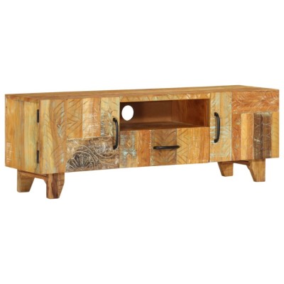 vidaXL Comodă TV sculptată manual, 120x30x40 cm, lemn masiv reciclat foto