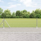 VidaXL &Icirc;mprejmuire Hexagonală 0.5x10 m Oțel Galvanizat, St&acirc;lpi de &Icirc;mprejmuire vidaXL cu Plăci de Bază 7 buc &Oslash;32mm 70cm Oțel Galvanizat