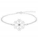 Little Snowflake - Bratara personalizata fulg si litera din argint 925, Bijubox