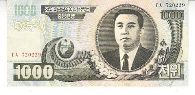 M1 - Bancnota foarte veche - Coreea de nord - 1000 won - 2006 foto