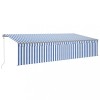 Copertina automata cu stor&amp;LED&amp;senzor vant, albastru/alb, 6x3 m
