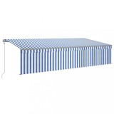 Copertina automata cu stor&amp;LED&amp;senzor vant, albastru/alb, 6x3 m