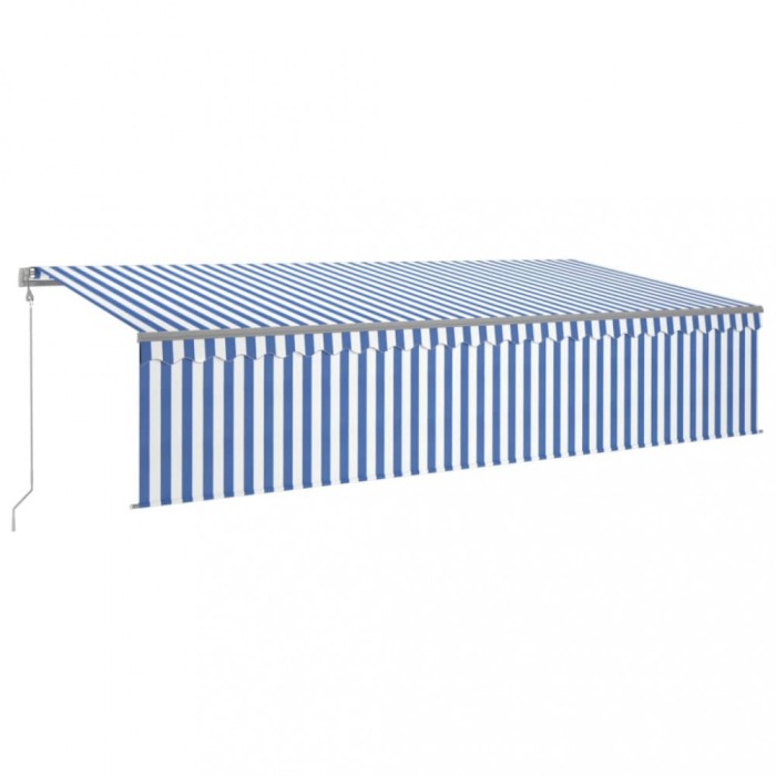 Copertina automata cu stor&amp;LED&amp;senzor vant, albastru/alb, 6x3 m