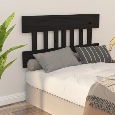 vidaXL Tăblie de pat, negru, 183,5x3x81 cm, lemn masiv de pin 819139 foto