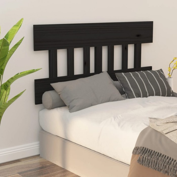 vidaXL Tăblie de pat, negru, 183,5x3x81 cm, lemn masiv de pin 819139