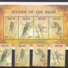 Nevis 1989 fauna de noapte MI 514-517 + bl. 19 MNH