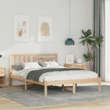 VidaXL Cadru de pat cu headboard Maro 120 x 200 cm Lemn de brad solid