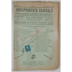 JURISPRUDENTA GENERALA , PUBLICATIUNE SAPTAMANALA DE JURISPRUDENTA REZUMATA ROMANA SI STRAINA , ANUL XIX , NR. 26 , SEPTEMBRIE , 1941