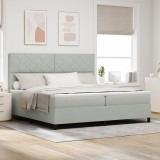 VidaXL Pat box spring cu saltea, gri deschis, 200x200 cm, catifea