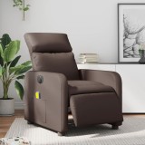 VidaXL Fotoliu electric de masaj rabatabil, maro, piele ecologică