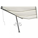 vidaXL Copertină automată cu LED &amp; senzor v&acirc;nt, crem, 600x300 cm
