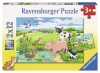 Puzzle animale la ferma, 2x12 piese, Ravensburger
