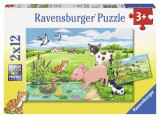 Cumpara ieftin Puzzle animale la ferma, 2x12 piese, Ravensburger