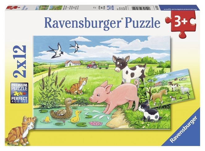 Puzzle animale la ferma, 2x12 piese