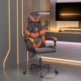 Scaun de gaming pivotant, negru și portocaliu, piele ecologică