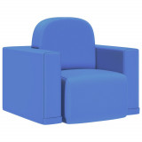 VidaXL Canapea pentru copii 2-&icirc;n-1, albastru, piele ecologică