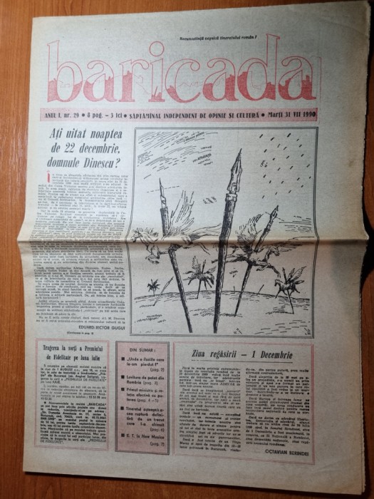 baricada 31 iulie 1990-art. ati uitat noaptea de 22 decembrie dl. dinescu ?