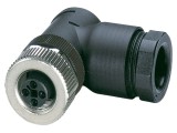 Conector M12 mufă 4 pini, &icirc;n unghi, IP67, terminal cu șurub