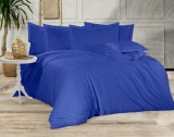 Cumpara ieftin Lenjerie de pat dublu din microfibră, cu 2 fete de perna si cearceaf cu elastic 160x200cm Albastru