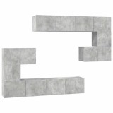 Cumpara ieftin Set de dulapuri TV, 8 piese, gri beton, lemn prelucrat