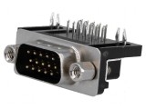 D-Sub HD 15 Pin Soclu Tată 90&deg; THT Alamă, CONNFLY
