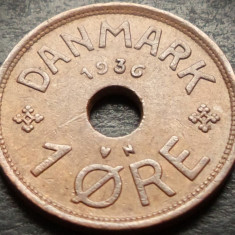 Moneda istorica 1 ORE - DANEMARCA, anul 1936 * cod 4532 A