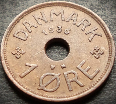 Moneda istorica 1 ORE - DANEMARCA, anul 1936 * cod 4532 A foto