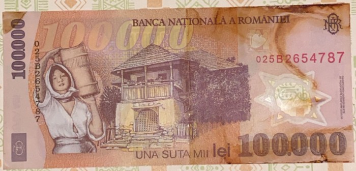 ROMANIA BANCNOTA POLIMER/100000 LEI 2001/ POZE