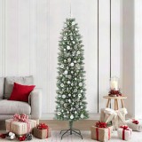 VidaXL Copac Artificial Slăb de Crăciun cu 300 LED Verde și alb 210 cm 3395310