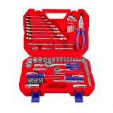 Trusa de Scule si Accesorii EMTOP EHTS00911, 91 Componente, Cutie de Transport, Ideala pentru Uz Caznic si Auto, Surubelnite, Tubulare, Clichet, Clest