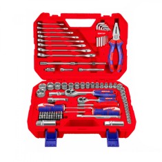 Trusa de Scule si Accesorii EMTOP EHTS00911, 91 Componente, Cutie de Transport, Ideala pentru Uz Caznic si Auto, Surubelnite, Tubulare, Clichet, Clest