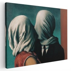 Tablou pictura Indragostitii de Rene Magritte 1989 Tablou canvas pe panza CU RAMA 20x30 cm