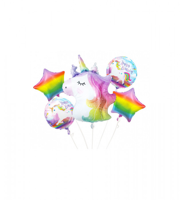 Set de 5 baloane folie cu model Unicorn