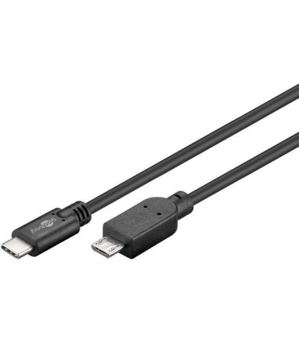 Cablu USB 2.0 type C la Micro USB 2.0 0.6m cupru 0.48Gbit/s negru