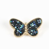 Brosa martisor cu pietre albastre fluture auriu