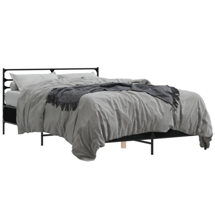 vidaXL Cadru de pat, negru, 120x190 cm, lemn prelucrat și metal 3280067