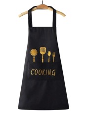 Sort bucatarie impermeabil din PVC si poliester, cu buzunar si imprimeu decorativ, model rezistent la pete