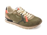 Pantofi sport PEPE JEANS kaki, BRIT COVER, din material textil