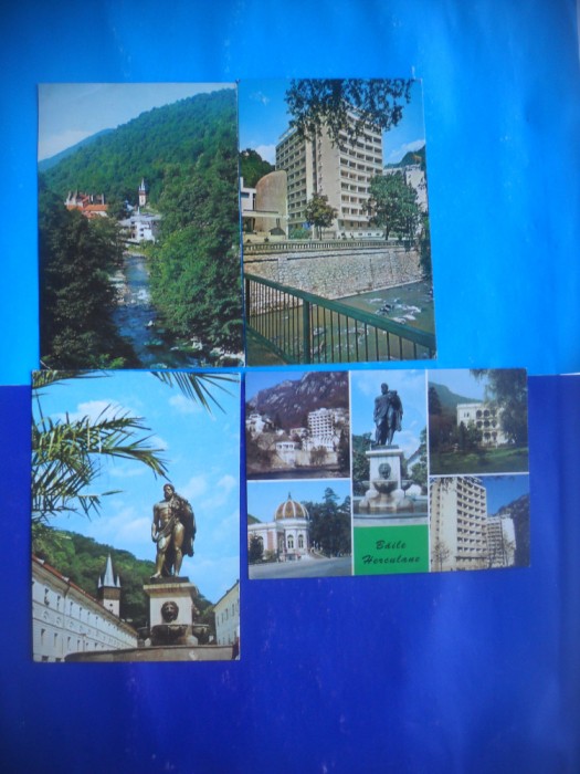 HOPCT LOT 2414 BAILE HERCULANE -JUD CARAS SEVERIN -4 CARTI POSTALE-CIRCULATE