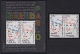 Chile 1991 - Pablo Neruda, scriitor, literatura, serie si colita neuzata