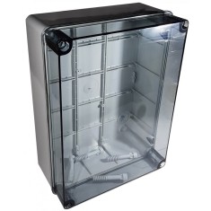 Doza aplicata transparenta 460x380x120mm IP56 pentru distributie jonctiune ABS rezistenta UV fara presetupe margini netede