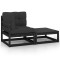 Gossi set mobilier gradina cu perne, 2 piese, negru, lemn masiv pin