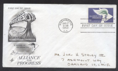 United States 1963 Progress alliance FDC K.611 foto