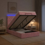 Cumpara ieftin Pat Ottoman cu Saltea si LED Roz 120 x 200 cm Catifea