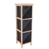 Corp Mobilier Mdf Cu 3 Coșuri M&acirc;nere Metalice 77X25X25 Cm &ndash; Negru | Mobilier Depozitare Baie